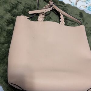 Chic Beige Tote Bag with Braided Handles